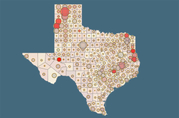 Image of Texas with dashboard data overlaid visually