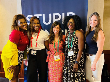 Breast Cancer Veterans and Survivors Call to Move from Awareness to Action This October and Beyond Five women posing together at a meeting.